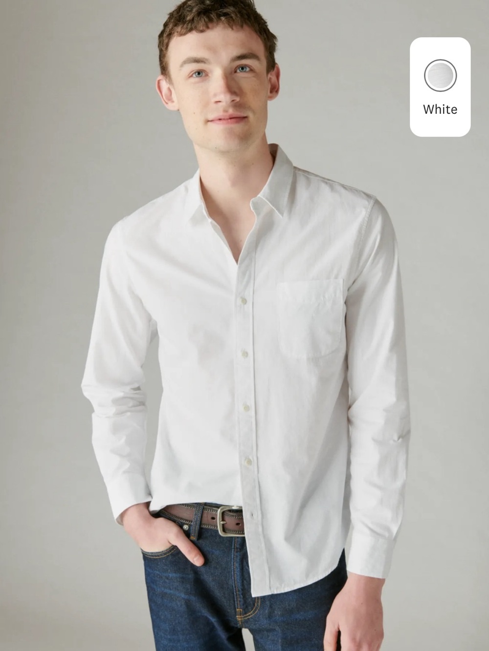 Lucky Brand 100% cotton Classic White Button-Down Shirt Sz XL